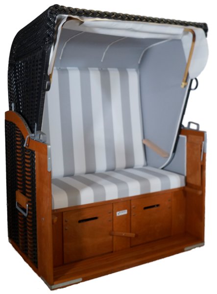 Strandkorb Juister-Modell 2 Sitzer bis 45&deg; verstellbar PVC wei&szlig; / anthrazit