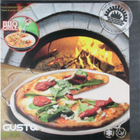 Pizzastein mit Halter Freiluftk&uuml;che &Oslash;33cm geeignet auch f&uuml;r BBQ