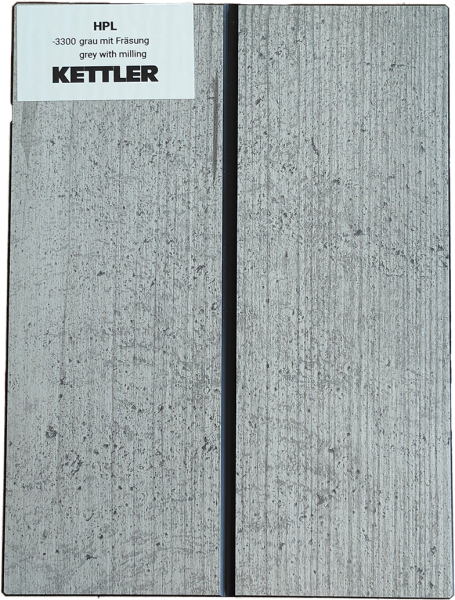 HPL Tischplatte 95cm x 95cm x 1,3cm, grau mit Fräsung, Wing Profil