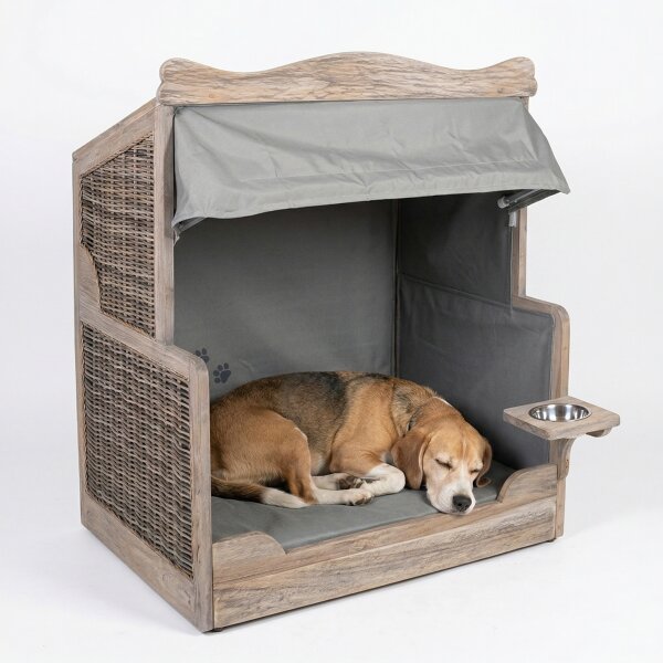 Strandkorb-King XL Hundestrandkorb aus Teakholz naturfarben