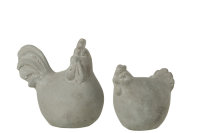 Huhn Figuren aus Zement grau 2er Set small