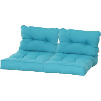 Almaaz Palettenkissen-Set, aqua, bestehend aus 2x Sitz- und 2x Rückenkissen Bezug aus 100% Polypropylen, Dessin 320, Farbe aqua