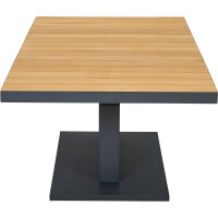 Talina Lift-Tisch 160cm x 90cm, Teak Gestell aus Aluminium in matt anthrazit, Tischplatte aus Teakholz in natur