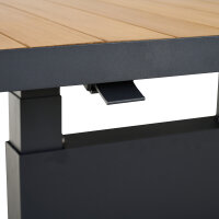 Talina Lift-Tisch 160cm x 90cm, Teak Gestell aus Aluminium in matt anthrazit, Tischplatte aus Teakholz in natur