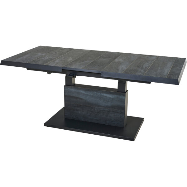 Talina Lift-Ausziehtisch 140/180cm x 90cm, wood-grey Gestell aus Aluminium in matt anthrazit, Tischplatte aus Keramik in wood grey