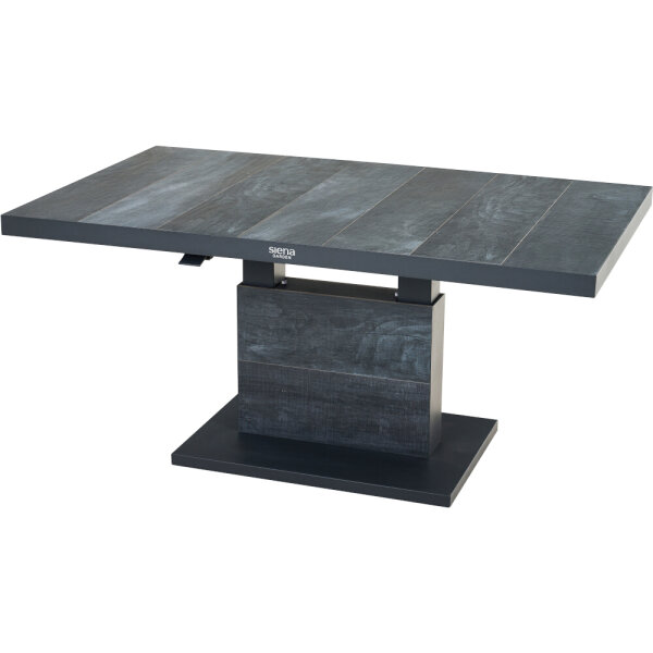 Talina Lift-Tisch 140cm x 85cm, wood-grey Gestell aus Aluminium in matt anthrazit, Tischplatte aus Keramik in wood grey