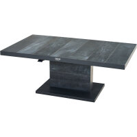 Talina Lift-Tisch 140cm x 85cm, wood-grey Gestell aus Aluminium in matt anthrazit, Tischplatte aus Keramik in wood grey