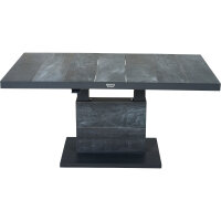 Talina Lift-Tisch 140cm x 85cm, wood-grey Gestell aus Aluminium in matt anthrazit, Tischplatte aus Keramik in wood grey