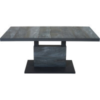 Talina Lift-Tisch 160cm x 90cm, wood-grey Gestell aus Aluminium in matt anthrazit, Tischplatte aus Keramik in wood grey