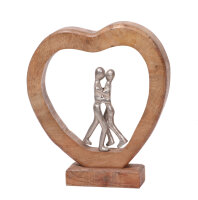Deko-Holzherz COUPLE, Aluminium, Silber, Mango natur,...