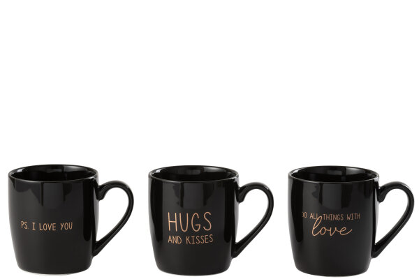 Tasse Liebe Keramik Schwarz 3er Set