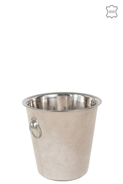 Eiseimer / Sektkühler, Rund, Leder, Beige