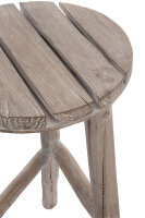 Hocker / Beistelltisch Rund, Holz, Weiß (White Wash)
