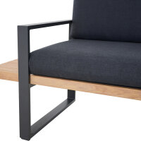 BARI Dining-Set 2-teilig Aluminium, teaklook, inkl. Kissen