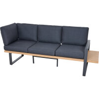 BARI Dining-Set 2-teilig Aluminium, teaklook, inkl. Kissen
