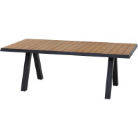 TIRANA Tisch 200x100cm anthrazit/Teak/Aluminium matt...