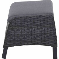 Solea Lounge Hocker matt anthrazit / night-blue Gestell Aluminium, Fläche Gardino®-Geflecht, ink. Kissen salt&pepper