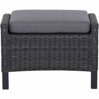 Solea Lounge Hocker matt anthrazit / night-blue Gestell Aluminium, Fläche Gardino®-Geflecht, ink. Kissen salt&pepper