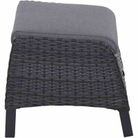 Solea Lounge Hocker matt anthrazit / night-blue Gestell Aluminium, Fläche Gardino®-Geflecht, ink. Kissen salt&pepper