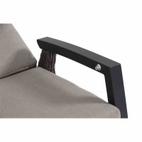 Corido Lounge 3er Sofa Gestell Alu matt-anthrazit, Gardino®-Geflecht charcoal grey, mit Sitz- u. Rückenkissen taupe meliert