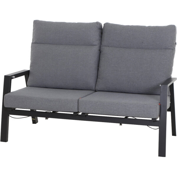Valencia Loungebank matt anthrazit / salt&pepper Gestell Aluminium, Fläche Ranotex®-Gewebe grau, inkl. Kissen