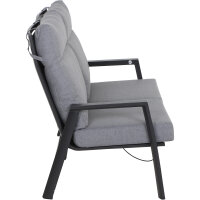 Valencia Loungebank matt anthrazit / salt&pepper Gestell Aluminium, Fläche Ranotex®-Gewebe grau, inkl. Kissen