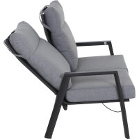 Valencia Loungebank matt anthrazit / salt&pepper Gestell Aluminium, Fläche Ranotex®-Gewebe grau, inkl. Kissen