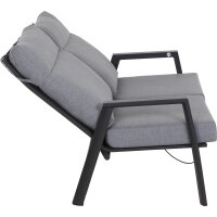 Valencia Loungebank matt anthrazit / salt&pepper Gestell Aluminium, Fläche Ranotex®-Gewebe grau, inkl. Kissen