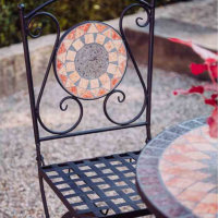 Prato Tisch 35,5cm x 70cm x 71,5cm Gestell Stahl matt-schwarz, Tischplatte Keramik mehrfarbig mosaikoptik