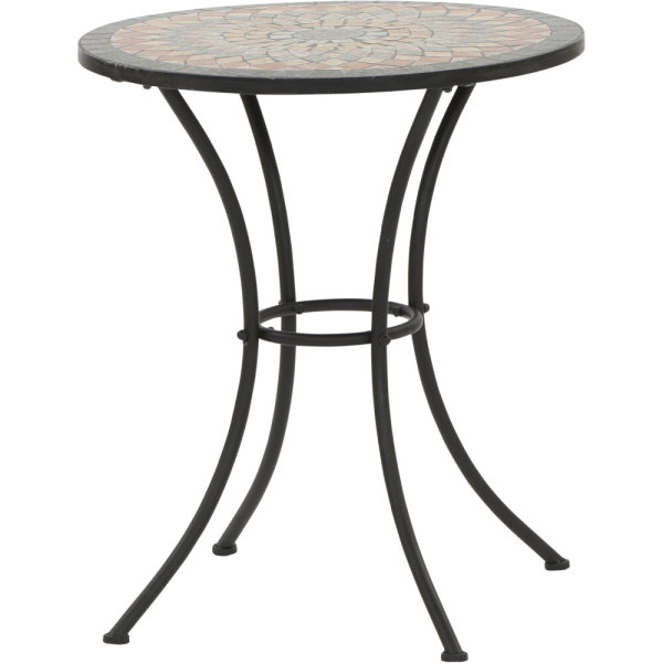 Prato Tisch Ø60cm x 71cm Gestell Stahl matt-schwarz, Tischplatte Keramik mehrfarbig mosaikoptik