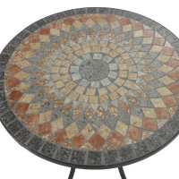 Prato Tisch Ø60cm x 71cm Gestell Stahl matt-schwarz, Tischplatte Keramik mehrfarbig mosaikoptik