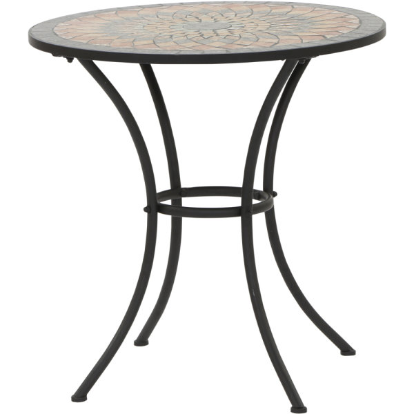 Prato Tisch Ø70cm x 71cm Gestell Stahl matt-schwarz, Tischplatte Keramik mehrfarbig mosaikoptik