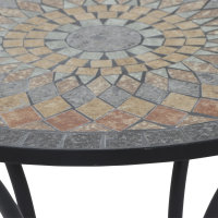 Prato Tisch Ø70cm x 71cm Gestell Stahl matt-schwarz, Tischplatte Keramik mehrfarbig mosaikoptik