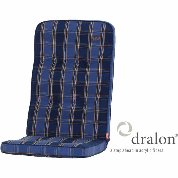 Tarent Auflage zu Sessel, 123 cm, Karo blau Bezug aus 100% Acryl-Dralon, Dessin 254