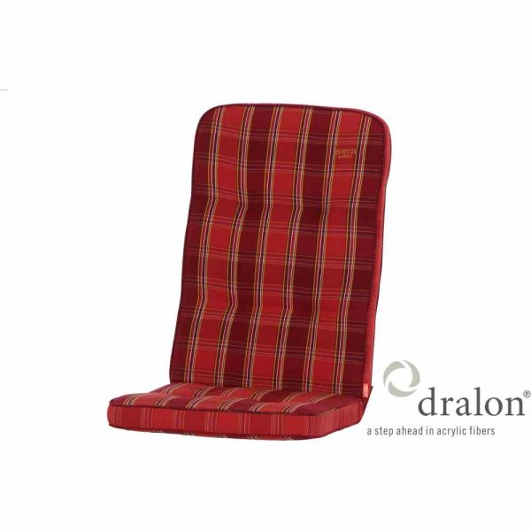 Tarent Auflage zu Sessel, 123 cm, Karo rot Bezug aus 100% Acryl-Dralon