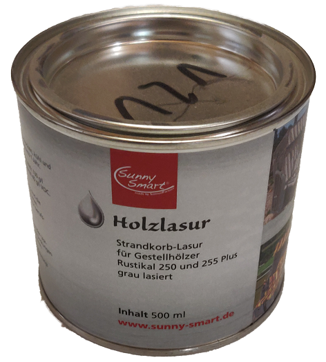 Holzlasur grau 500ml für grau lasierte Gestellhölzer Strandkorbserie Rustikal 250 und 255 Plus