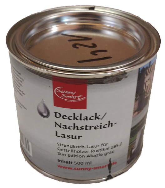 Holzlasur grau 500 ml 
f&uuml;r grau lasierte Gestellh&ouml;lzer aus Akazie 
Serie Rustikal 285 Z Sun Edition