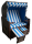 Strandkorb Mahagoni blau / weiß PVC 2 Sitzer Voll-Liegemodell
