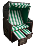 Strandkorb Mahagoni grün / weiß PVC 2 Sitzer...