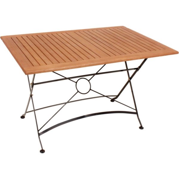 Tisch WIEN, rechteckig, klappbar,Stahl / Eukalyptus Grandis