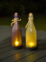 Solar-Leuchte Glasflasche, LED, 4 Farben mit Ein- / Ausschalter, im Bildkarton